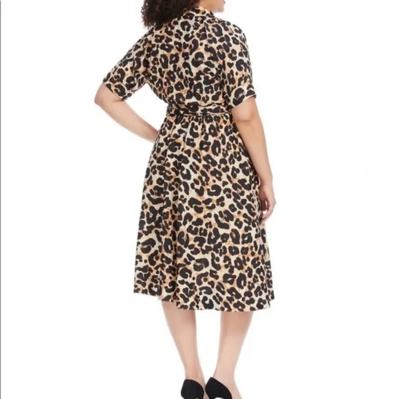 $138 NWT Eliza J. Leopard Cheetah Print Faux Wrap Midi Dress Size 10 - Picture 2 of 10
